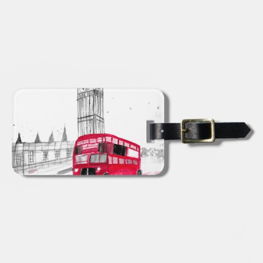 Étiquette À Bagage Bus rouge Londres (Devant horizontal)