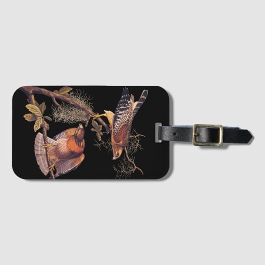 Étiquette À Bagage Buse à épaulettes roux Audubon Oiseau de proie (Devant Horizontal)