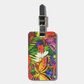 Étiquette À Bagage Butterfly Floral Or naturel Métal (Devant Vertical)