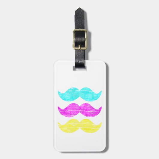 Étiquette À Bagage C M Y Mustaches (style presse-lettres) (Devant Vertical)
