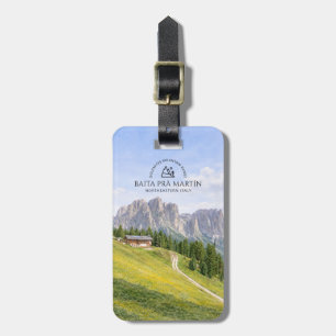 Étiquette À Bagage Cabane alpine dans les Dolomites Aquarelle Paysage