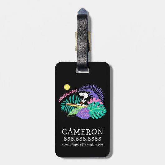 Étiquette À Bagage cacahuètes | Cowabunga Snoopy (Dos Vertical)