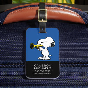 Étiquette À Bagage cacahuètes   Joueur de trompette Snoopy