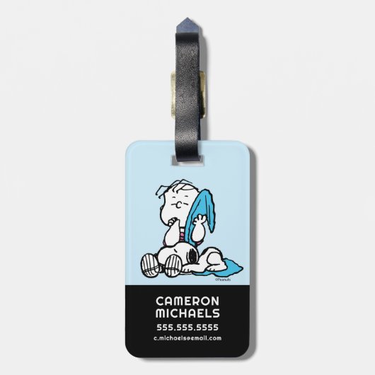 Étiquette À Bagage cacahuètes | Linus & Snoopy (Dos Vertical)