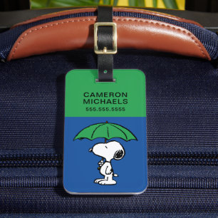 Étiquette À Bagage cacahuètes   Parapluie vert Snoopy