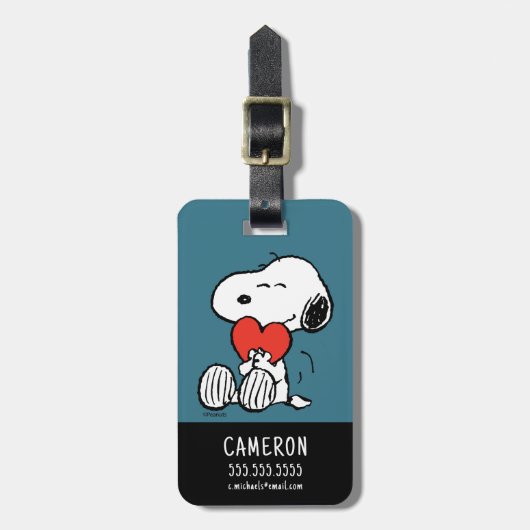 Étiquette À Bagage cacahuètes | Saint Valentin | Snoopy Heart Hug (Devant Vertical)