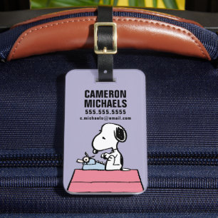Étiquette À Bagage cacahuètes Snoopy à la machine à écrire