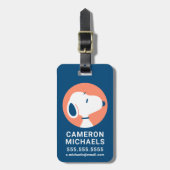 Étiquette À Bagage cacahuètes | Snoopy Dark Blue Deco Dreams (Devant Vertical)