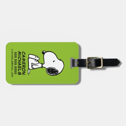 Étiquette À Bagage cacahuètes | Snoopy En Bas (Devant horizontal)