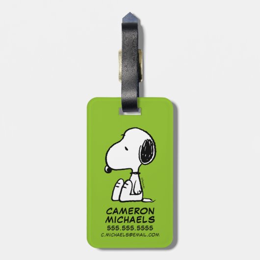 Étiquette À Bagage cacahuètes | Snoopy En Bas (Dos Vertical)