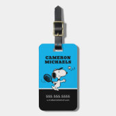 Étiquette À Bagage cacahuètes | Snoopy Joue Au Tennis (Devant Vertical)