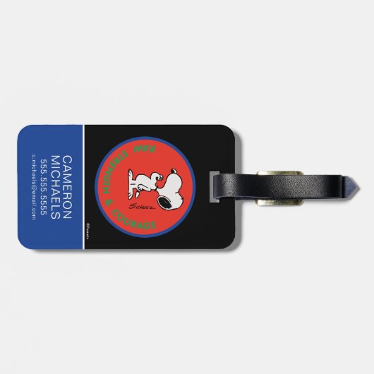 Étiquette À Bagage cacahuètes | Snoopy Raw Force & Courage Badge (Dos horizontal)