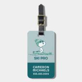 Étiquette À Bagage cacahuètes | Snoopy sur Skis (Devant Vertical)