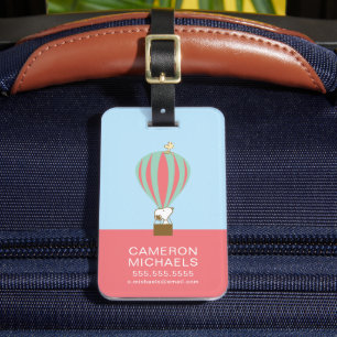 Étiquette À Bagage cacahuètes   Snoopy & Woodstock Hot Air Balloon