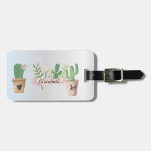 Étiquette À Bagage Cactus adorable, Argenté