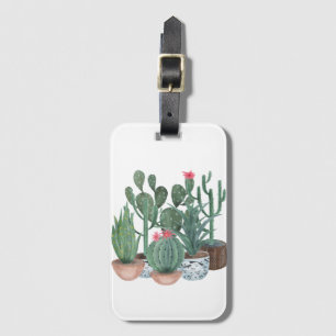 Étiquette À Bagage Cactus aquarelle.