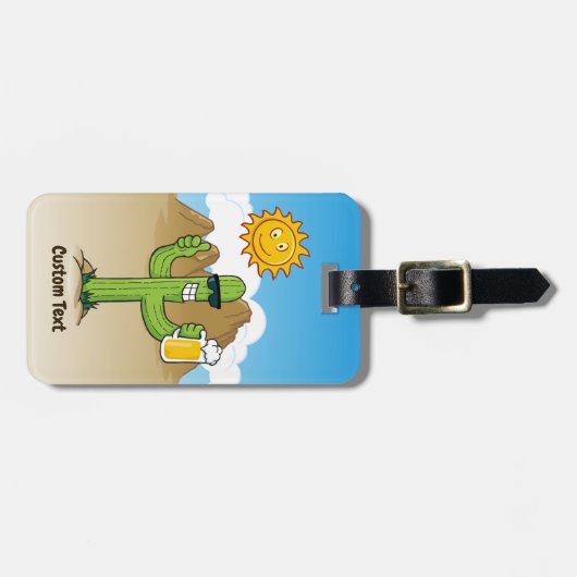 Étiquette À Bagage Cactus avec bière (Devant horizontal)