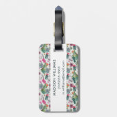 Étiquette À Bagage Cactus exotique d'aquarelle de Boho et motif (Dos Vertical)