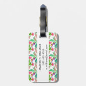 Étiquette À Bagage Cactus lumineux d'aquarelle et motif succulent (Dos Vertical)