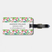 Étiquette À Bagage Cactus lumineux d'aquarelle et motif succulent (Dos horizontal)