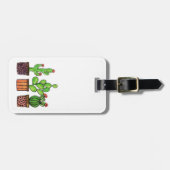 Étiquette À Bagage Cactus mignon d'aquarelle dans des pots (Devant horizontal)