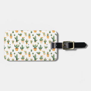 Étiquette À Bagage Cactus pointillés sur blanc