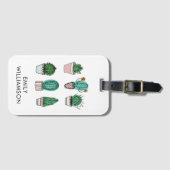 Étiquette À Bagage Cactus succulents illustration nom personnalisé (Devant Horizontal)