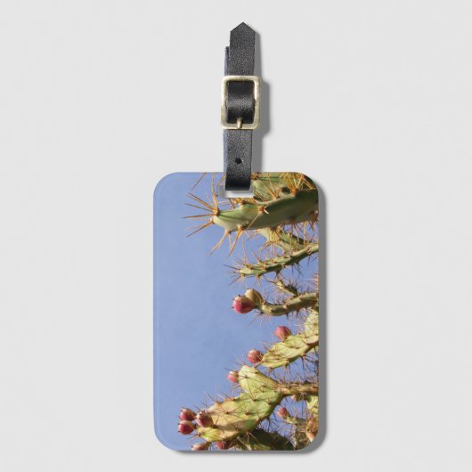 Étiquette À Bagage Cactus tropicaux Ciel bleu biologique (Devant Vertical)