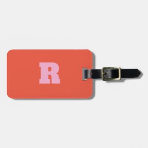 Étiquette À Bagage Cadeau de fête de monogramme orange rose gras 2025