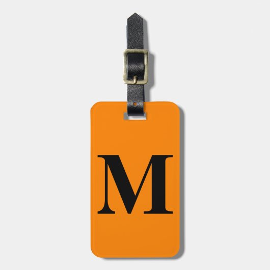 Étiquette À Bagage Cadeau de nom de monogrammes personnalisés Orange (Devant Vertical)