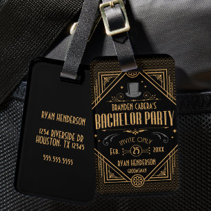 Étiquette À Bagage Cadeau de soirée de garçon Art Déco pour un bar cl