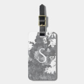 Étiquette À Bagage Cadeau floral noir et blanc (Devant Vertical)