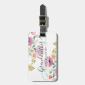 Étiquette À Bagage Cadeau Grandma - Jolie Plum Fleurs roses Perosonal (Devant Vertical)
