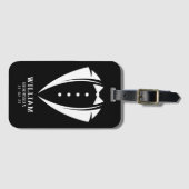 Étiquette À Bagage Cadeau moderne blanc et noir Tuxedo Groomsman (Devant Horizontal)