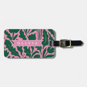Étiquette À Bagage Cadeau Personnalisé de Fleur Botanique Rose Foncé