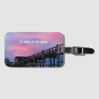 Étiquette À Bagage Cadeau photo de plage avec devis de voyage