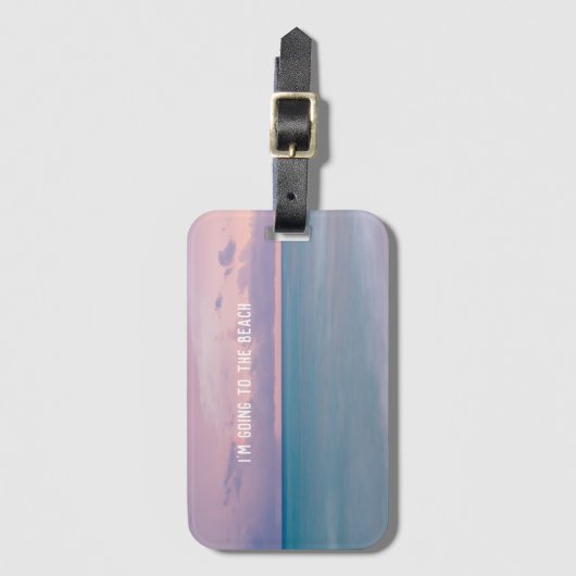 Étiquette À Bagage Cadeau photo de plage avec devis de voyage (Devant Vertical)