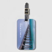 Étiquette À Bagage Cadeau photo de plage avec devis de voyage (Devant Vertical)