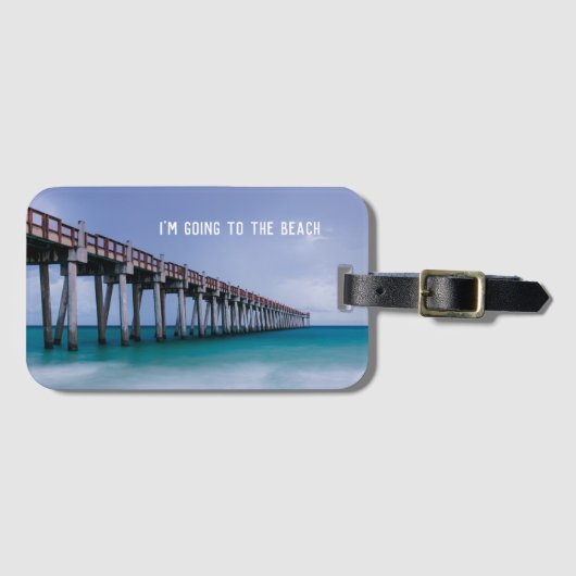 Étiquette À Bagage Cadeau photo de plage avec devis de voyage (Devant Horizontal)