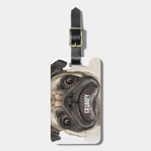 Étiquette À Bagage Cadeaux Grumpy Puggy (Devant Vertical)