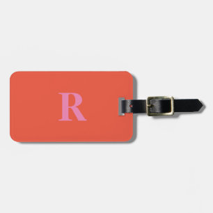 Étiquette À Bagage Cadeaux Monogrammes Noël Gras Rose Orange