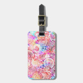 Étiquette À Bagage Cadre de plaque d'immatriculation des fleurs abstr (Devant Vertical)