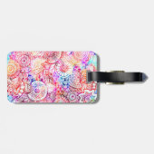 Étiquette À Bagage Cadre de plaque d'immatriculation des fleurs abstr (Dos horizontal)