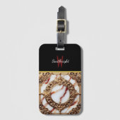 Étiquette À Bagage Cadre en marbre doré (Devant Vertical)