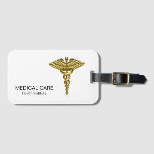 Étiquette À Bagage Caducée en or Médicale professionnel
