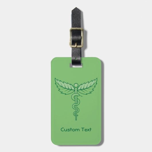 Étiquette À Bagage Caduceus avec Feuilles (Devant Vertical)
