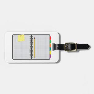 Étiquette À Bagage Cahier de papier graphique ouvert avec crayon