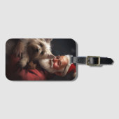 Étiquette À Bagage Cairn Terrier Avec Noël Festif Du Père Noël (Devant Horizontal)