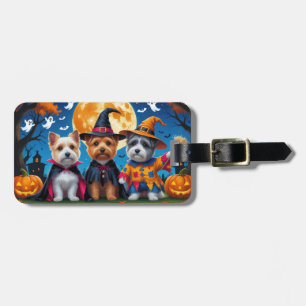 Étiquette À Bagage Cairn Terrier Chiens Citrouille Halloween Funny