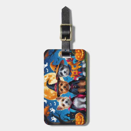 Étiquette À Bagage Cairn Terrier Chiens Citrouille Halloween Funny (Devant Vertical)